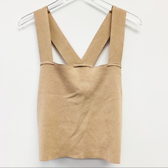 Lucy Paris Tops - Lucy Paris Taupe Jasmine Knit Crop Top, XL